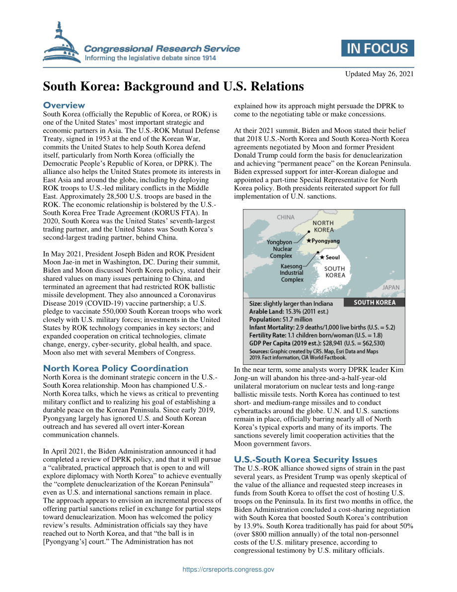[20210526]IF10165_韩国：背景和美国关系.pdf_第1页