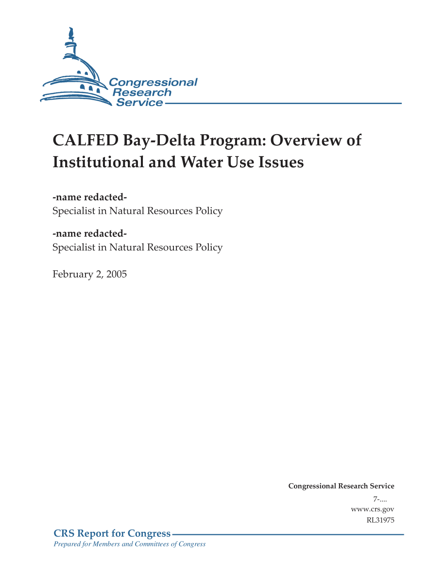 [20050202]RL31975_CALFED海湾三角洲计划：机构和用水问题概述.pdf_第1页
