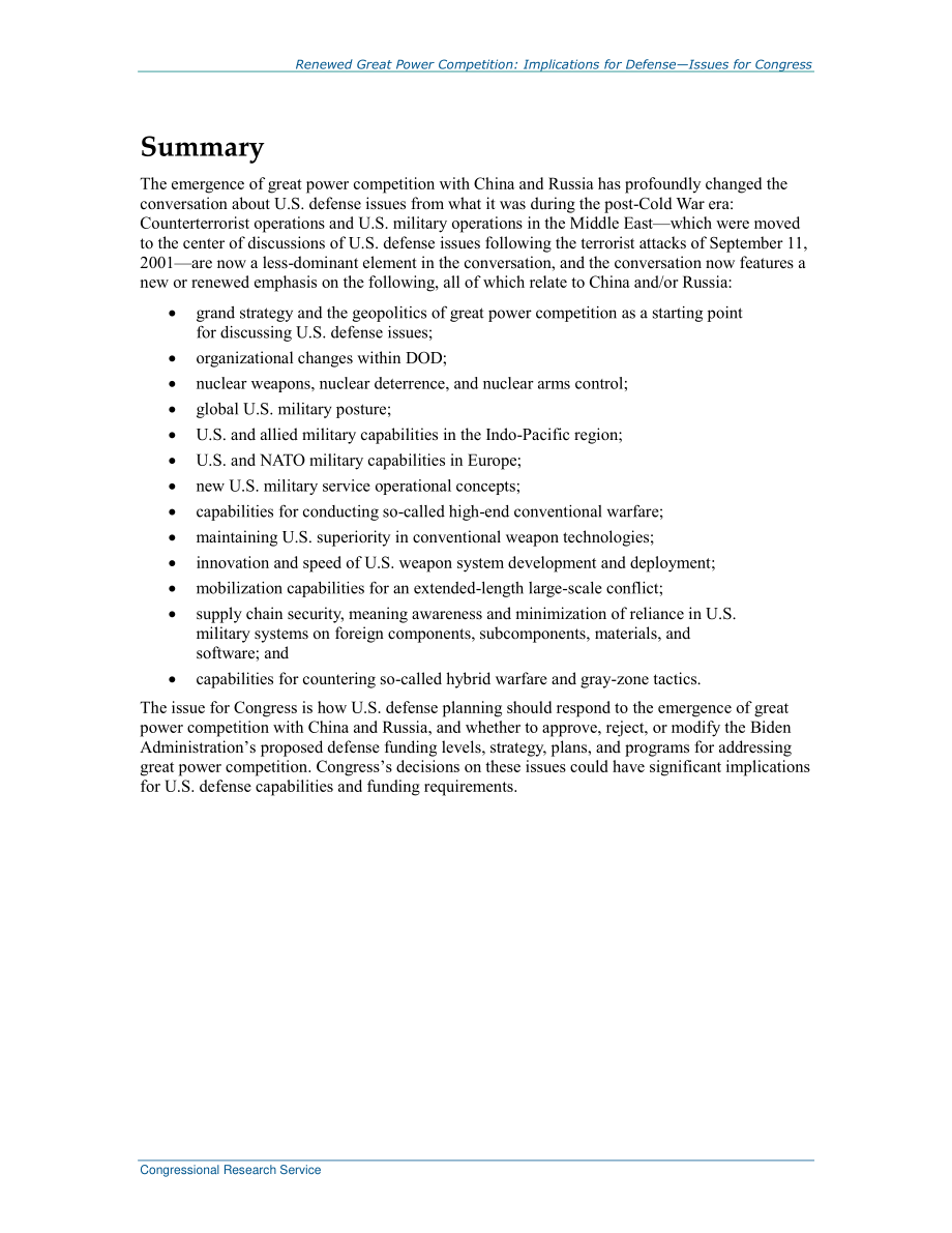 [20220301]R43838_新一轮大国竞争：国防问题对国会的影响.pdf_第2页