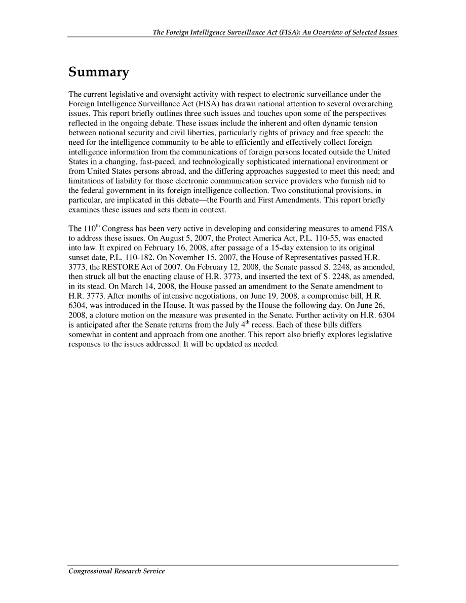 [20080707]RL34279_《外国情报监视法》（FISA）：选定问题概述.pdf_第2页
