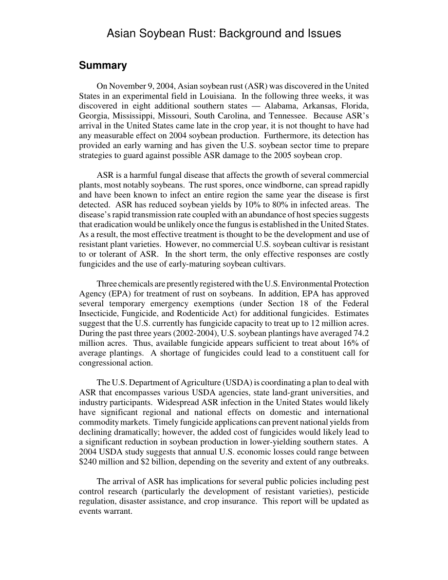 [20050112]RL32225_亚洲大豆锈病：背景和问题.pdf_第2页