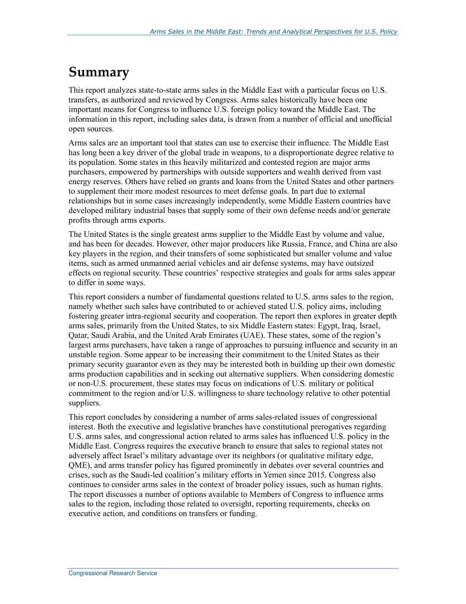 [20201123]R44984_中东的武器销售：美国政策的趋势和分析视角.pdf_第2页
