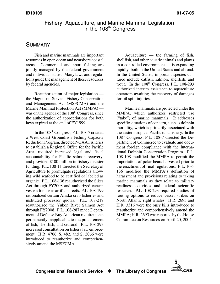 [20050107]IB10109_第108届国会渔业、水产养殖和海洋哺乳动物立法.pdf_第3页