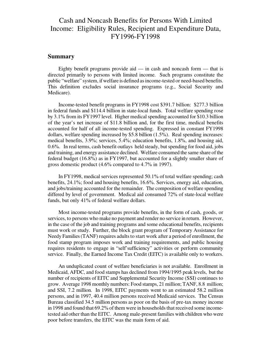[19991215]RL30401_收入有限者的现金和非现金福利：资格规则、接收人和支出数据1996-1998财年.pdf_第3页