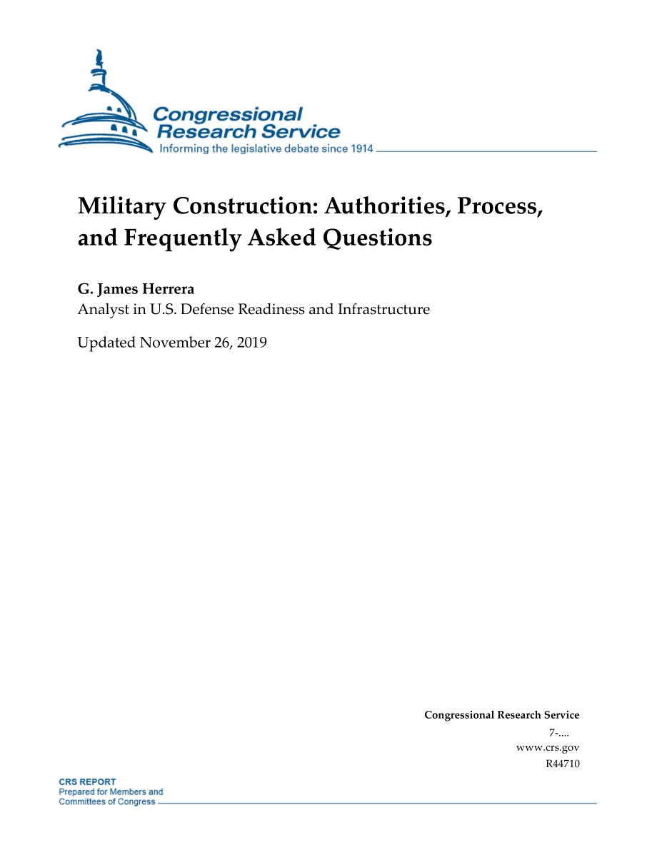 [20191126]R44710_军事建设：权限、流程和常见问题.pdf_第1页