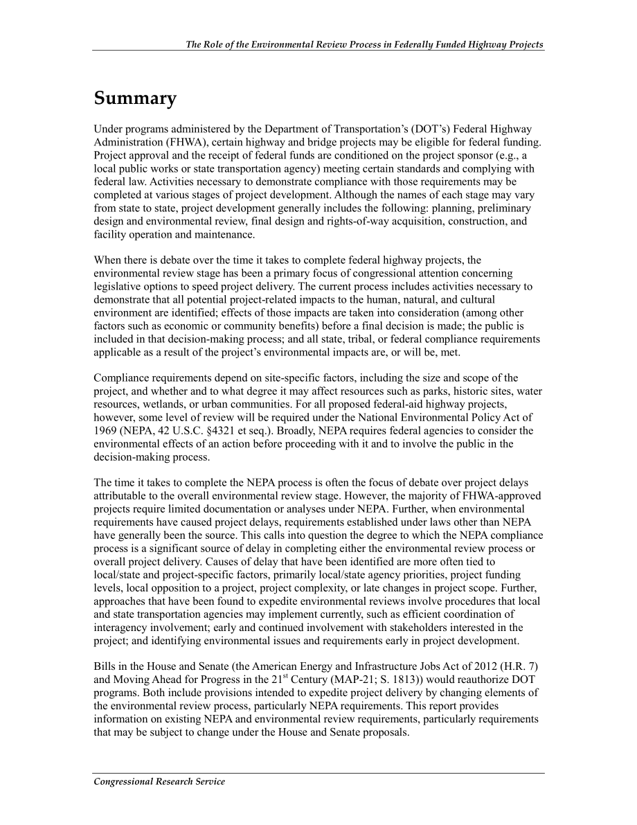 [20120411]R42479_环境审查程序在联邦政府资助的公路项目中的作用：国会背景和议题.pdf_第2页