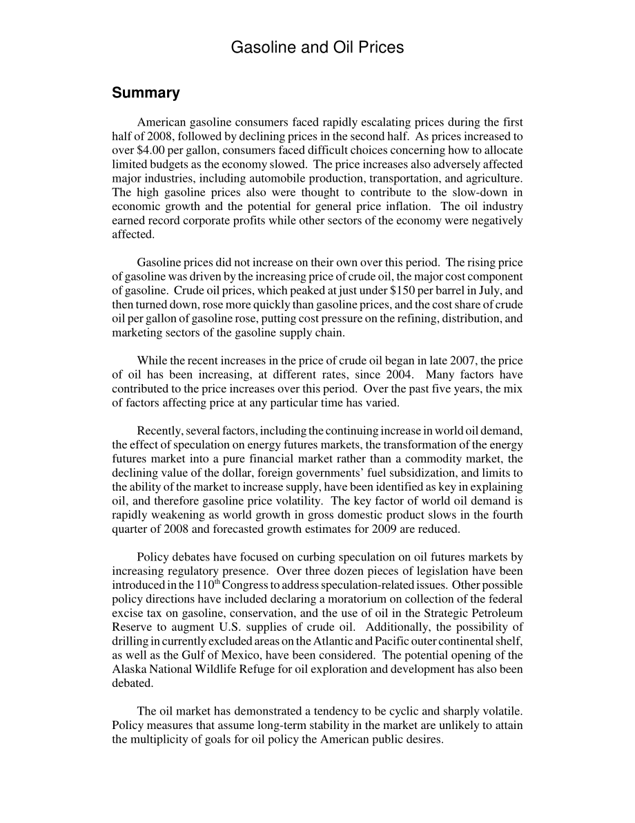[20081031]RL34625_汽油和石油价格.pdf_第2页