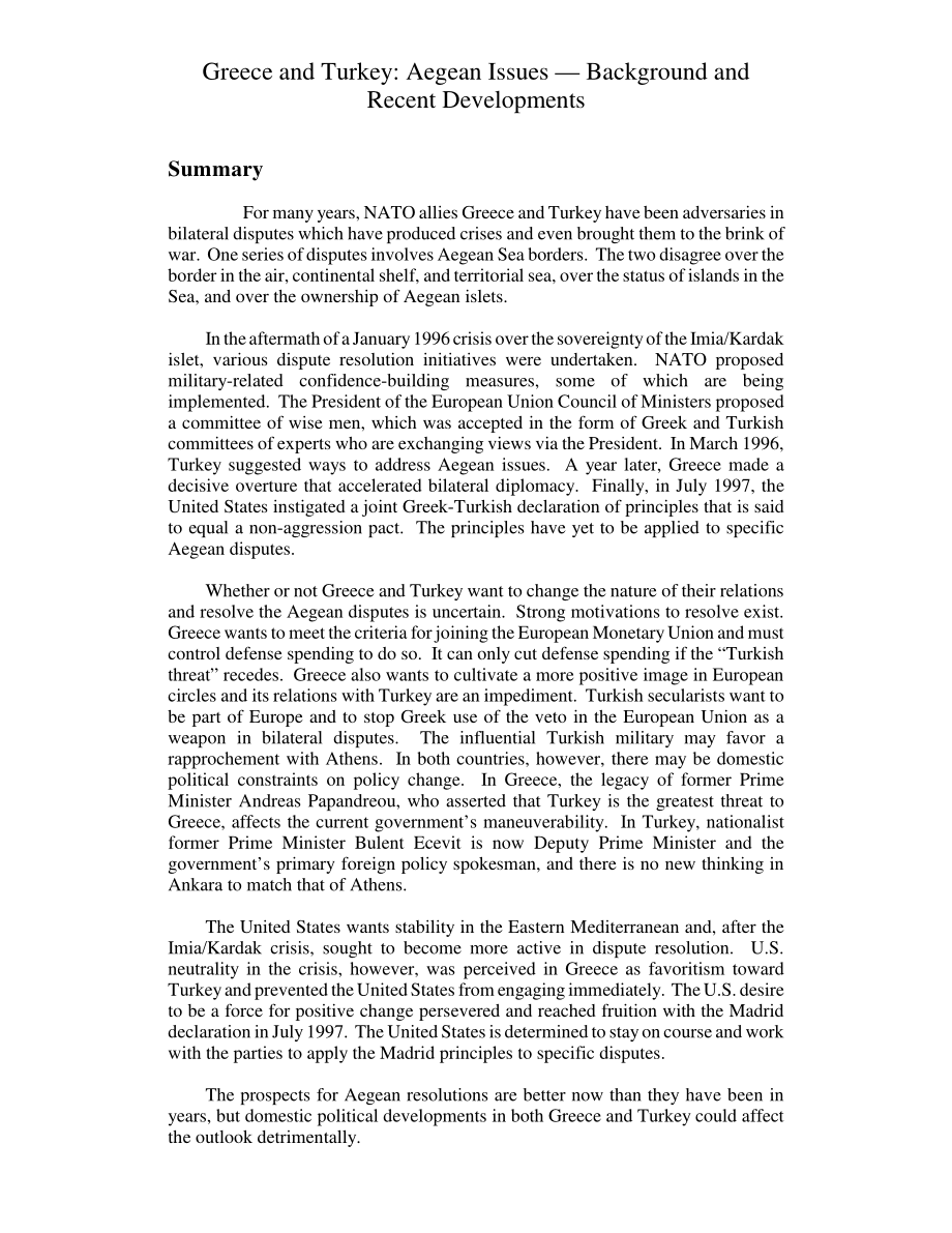 [19970821]97-799_希腊和土耳其：爱琴海问题——背景和最新发展.pdf_第2页