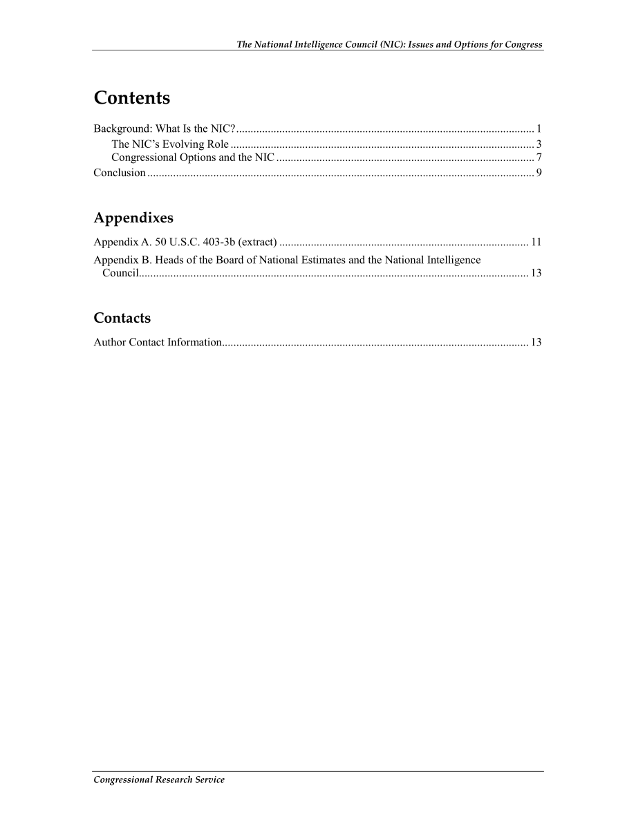 [20111227]R40505_国家情报委员会（NIC）：国会的议题和选择.pdf_第3页