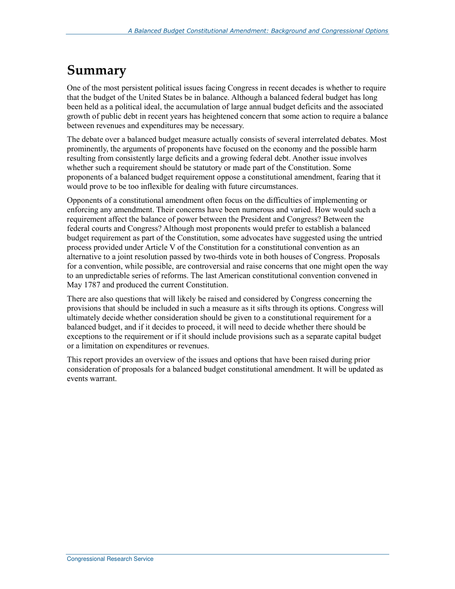 [20190822]R41907_平衡预算宪法修正案：背景和国会选项.pdf_第2页