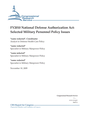 [20091110]R40711_2010财年国防授权法案：选定的军事人员政策问题.pdf