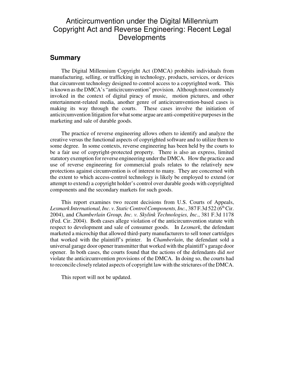 [20041210]RL32692_《数字千年版权法》下的反循环和反向工程：最近的法律发展.pdf_第2页