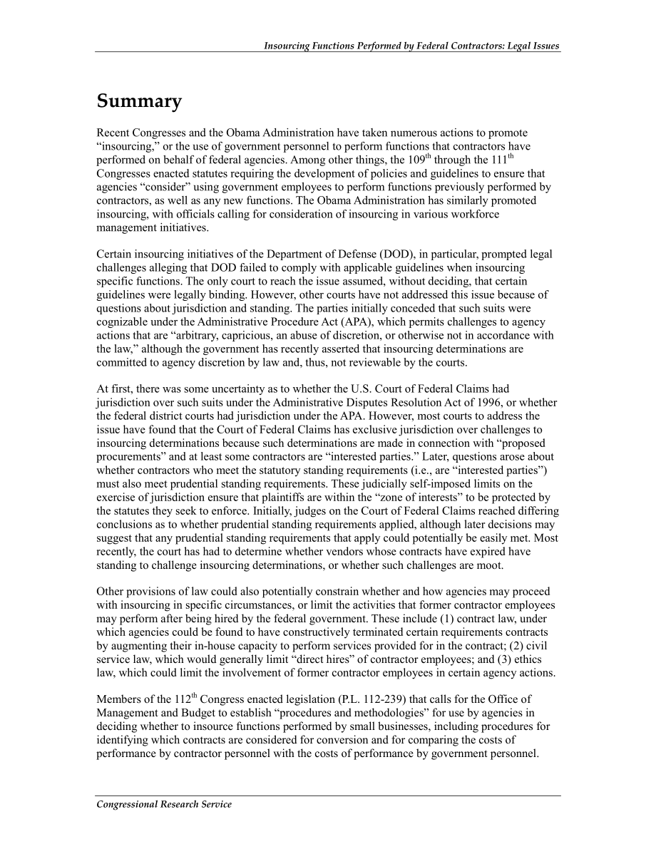 [20130222]R41810_联邦承包商履行的内部职能：法律问题.pdf_第2页