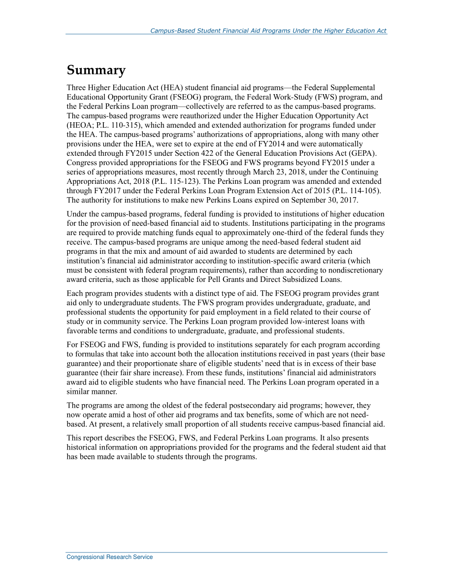 [20180220]RL31618_《高等教育法》下的校园学生资助计划.pdf_第2页