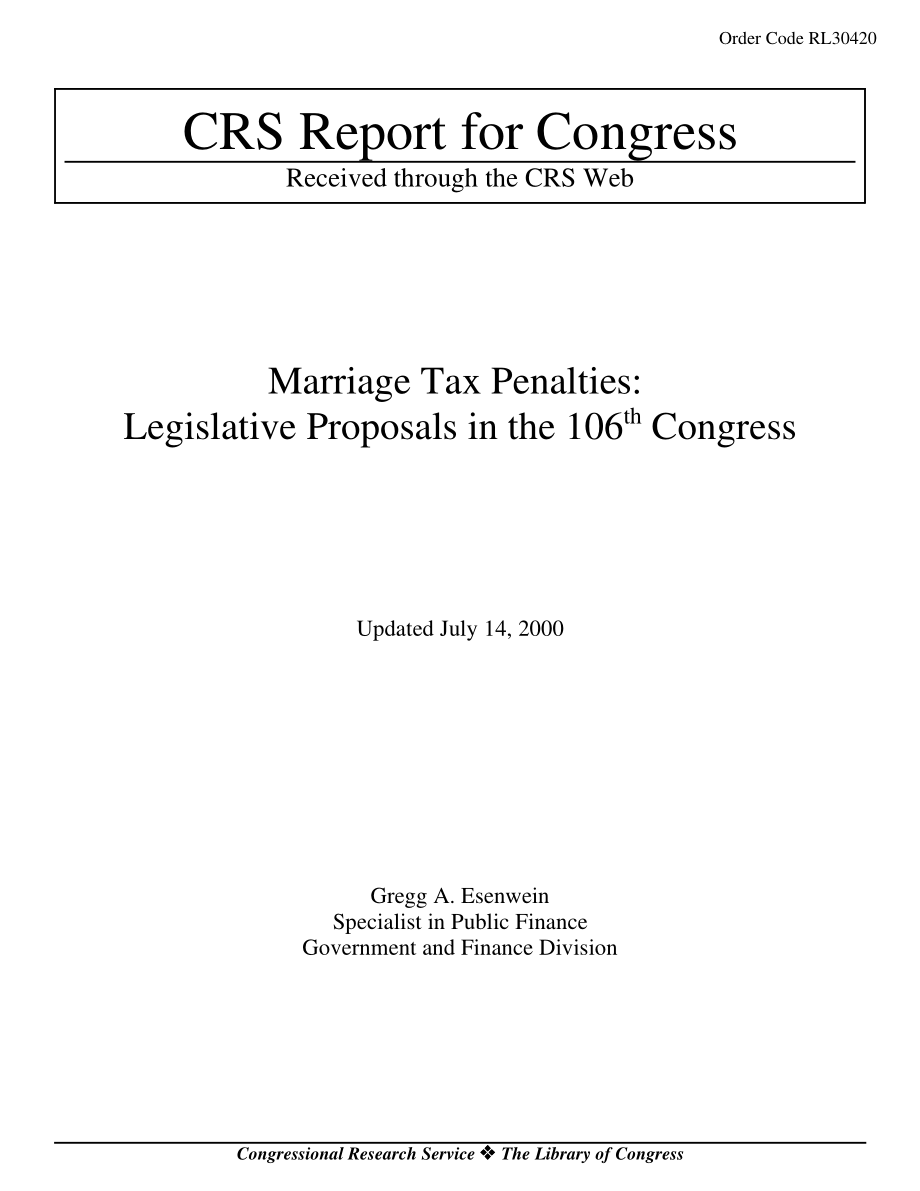 [20000714]RL30420_婚姻税处罚：第106届国会的立法提案.pdf_第1页