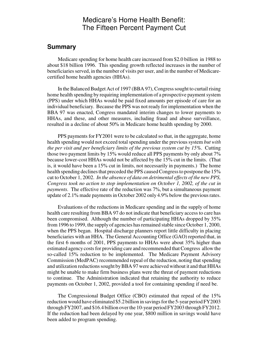 [20021017]RL31420_医疗保险的家庭健康福利：15%的付款削减.pdf_第2页