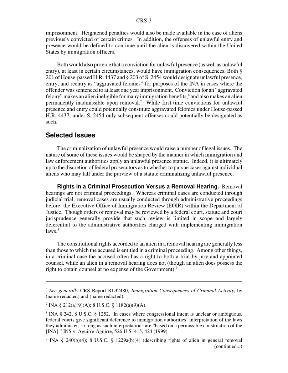 [20060503]RS22413_将非法存在定为刑事犯罪：选定的问题.pdf_第3页