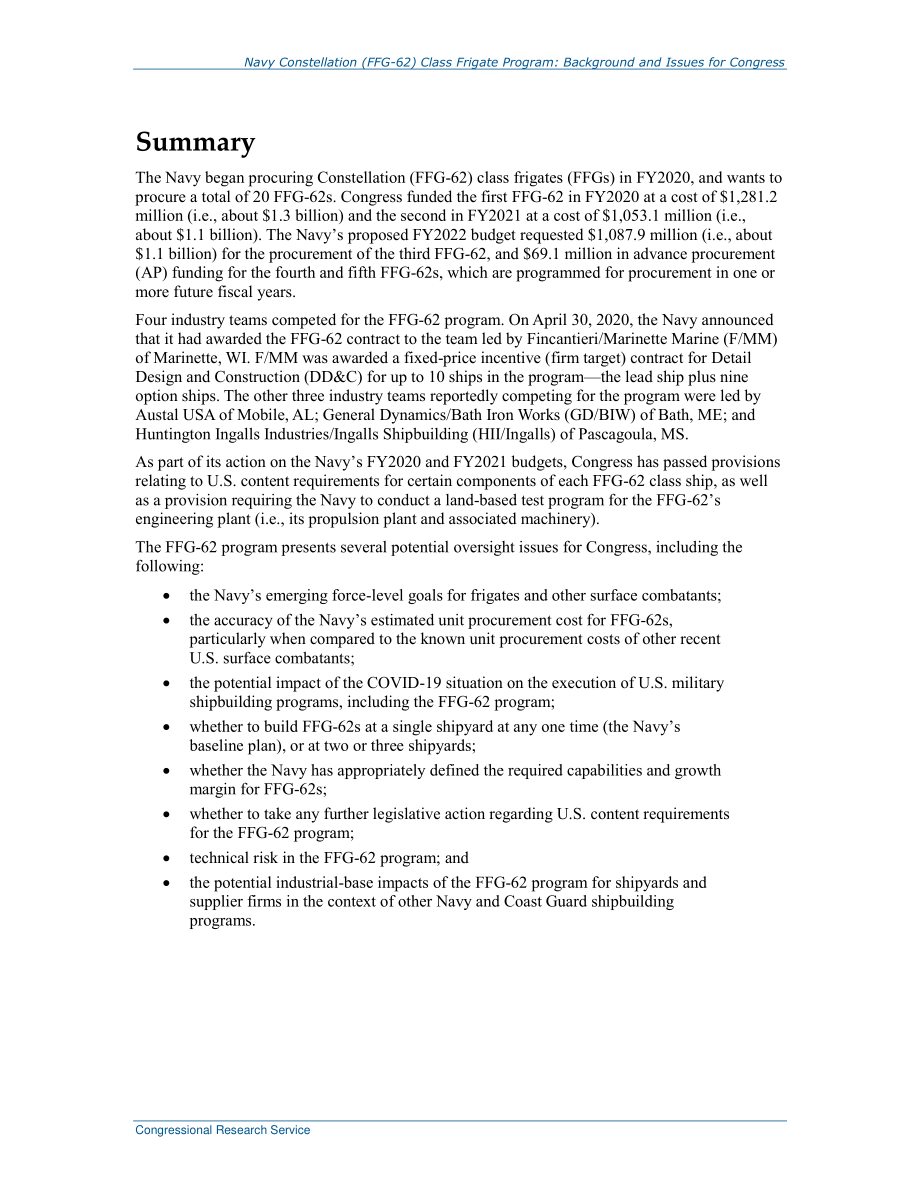 [20220331]R44972_海军星座（FFG-62）级护卫舰计划：国会背景和议题.pdf_第2页