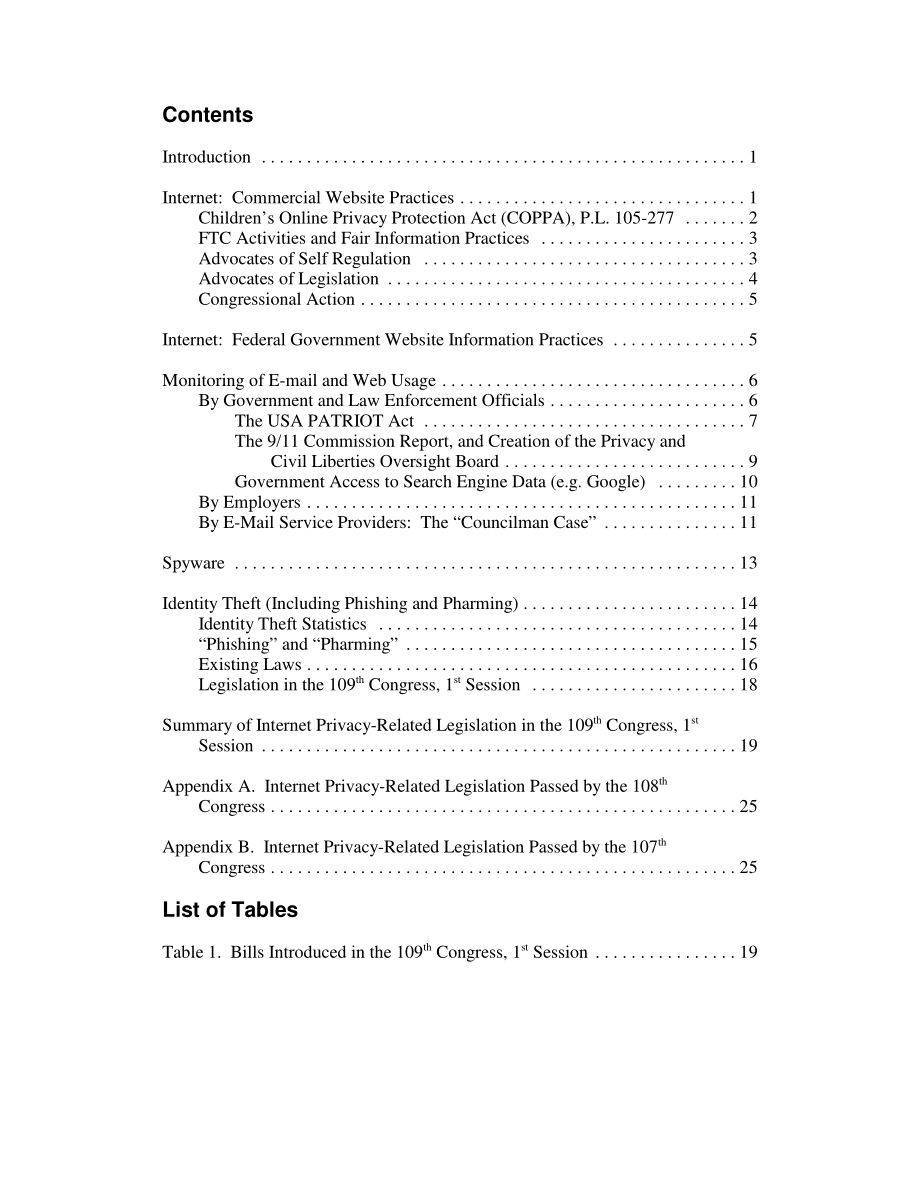 [20060126]RL31408_互联网隐私：第109届国会第一届会议概况和立法.pdf_第3页