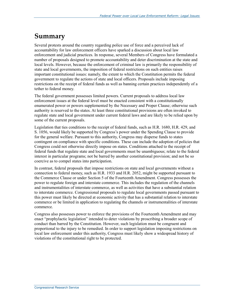 [20160707]R44104_联邦对地方执法改革的权力：法律问题.pdf_第2页