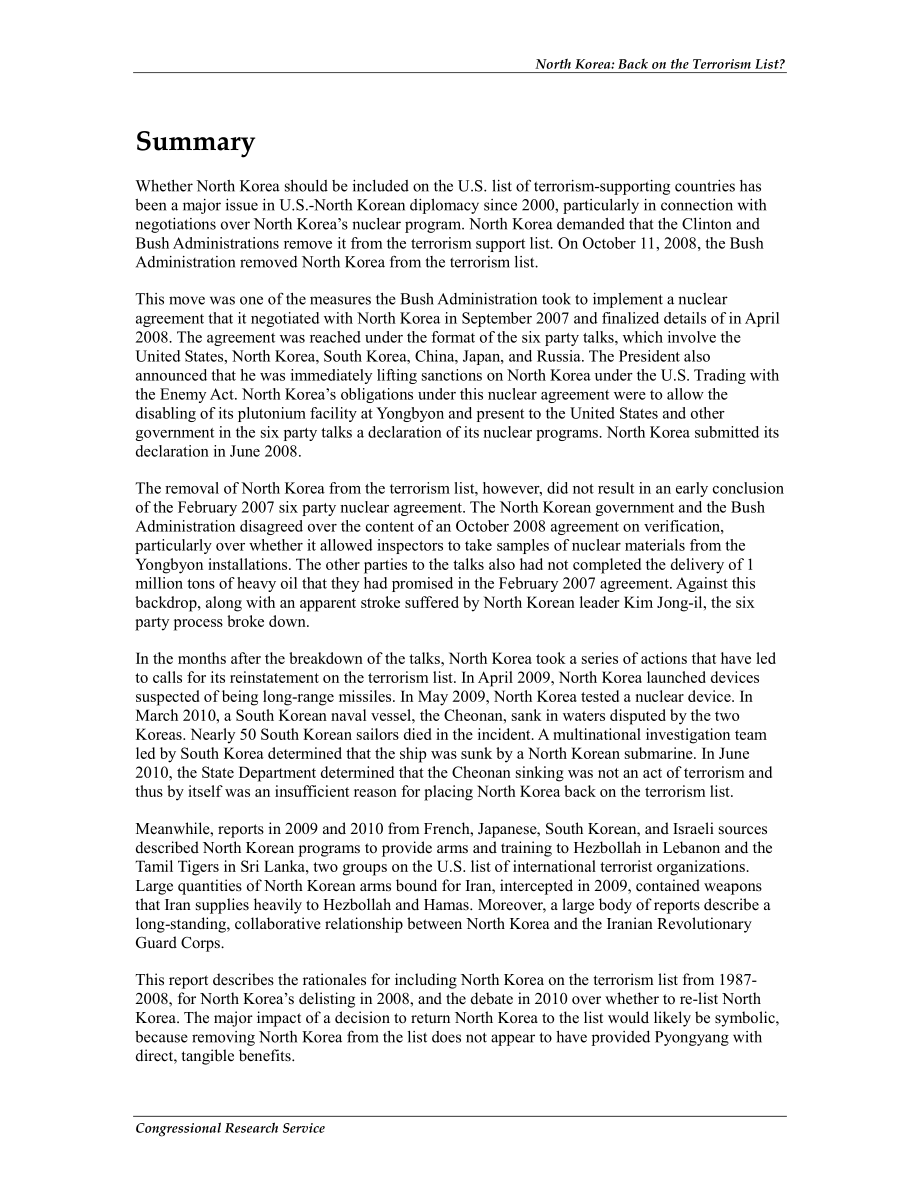 [20100629]RL30613_朝鲜：回到恐怖主义名单上？ .pdf_第2页
