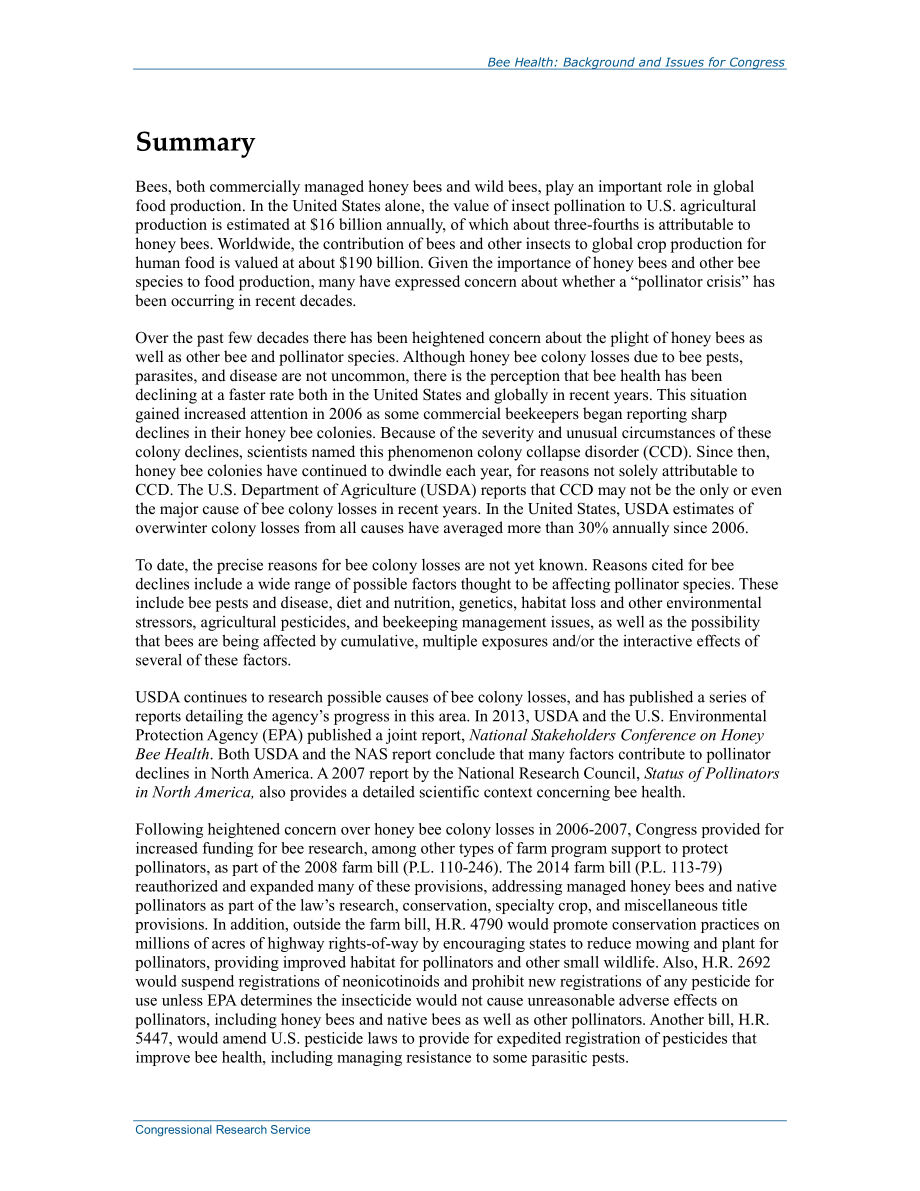 [20150120]R43191_蜜蜂健康：国会背景和议题.pdf_第2页