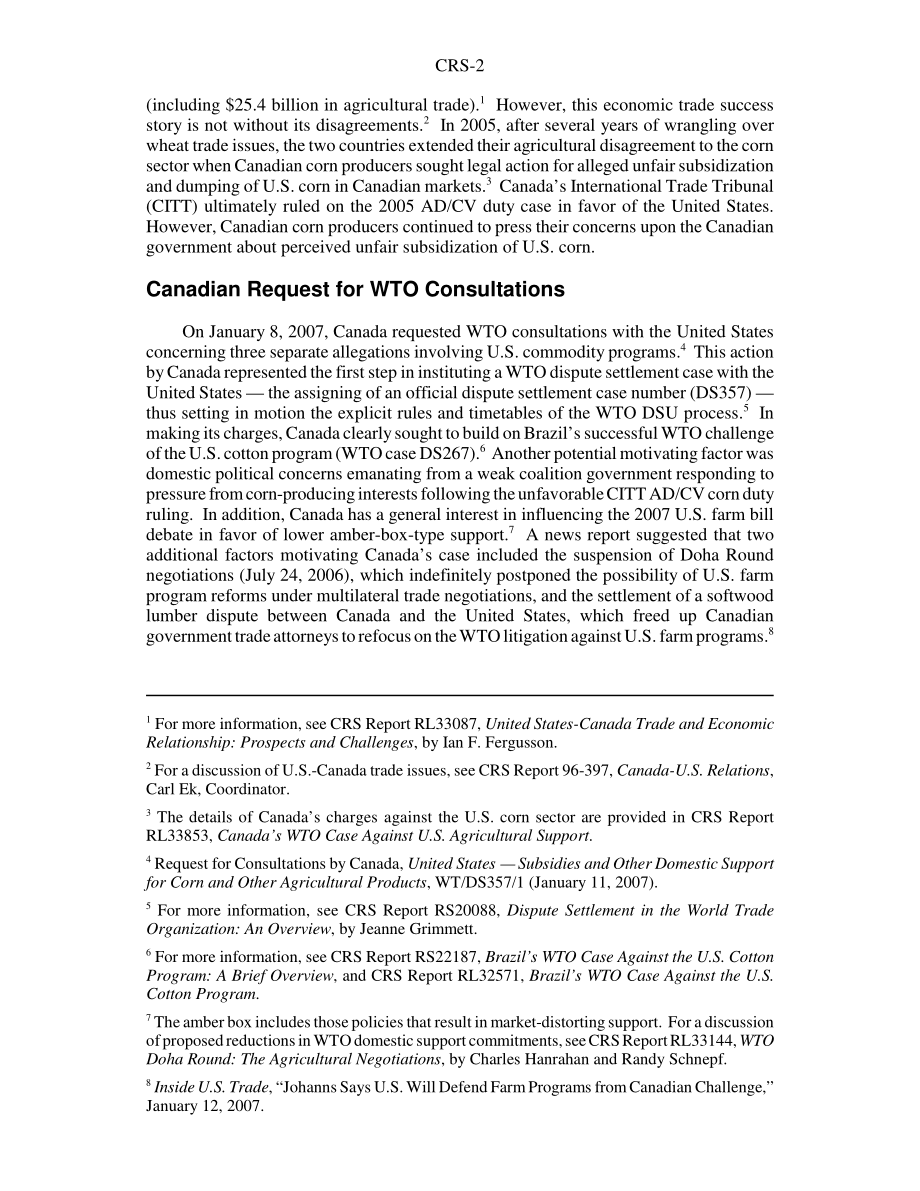 [20070918]RS22724_加拿大对美国农业支持的WTO案例：简要概述.pdf_第2页