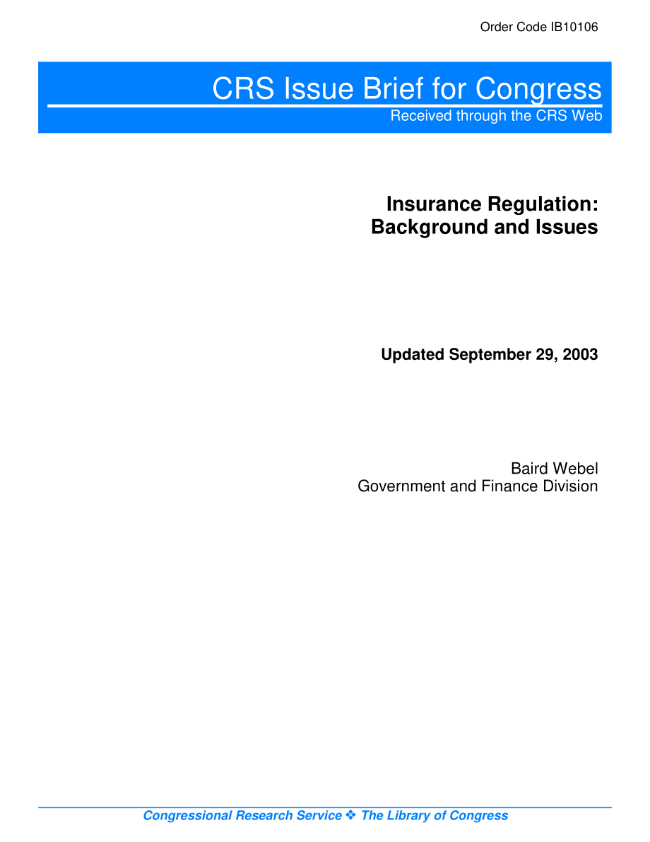[20030929]IB10106_保险监管：背景和问题.pdf_第1页