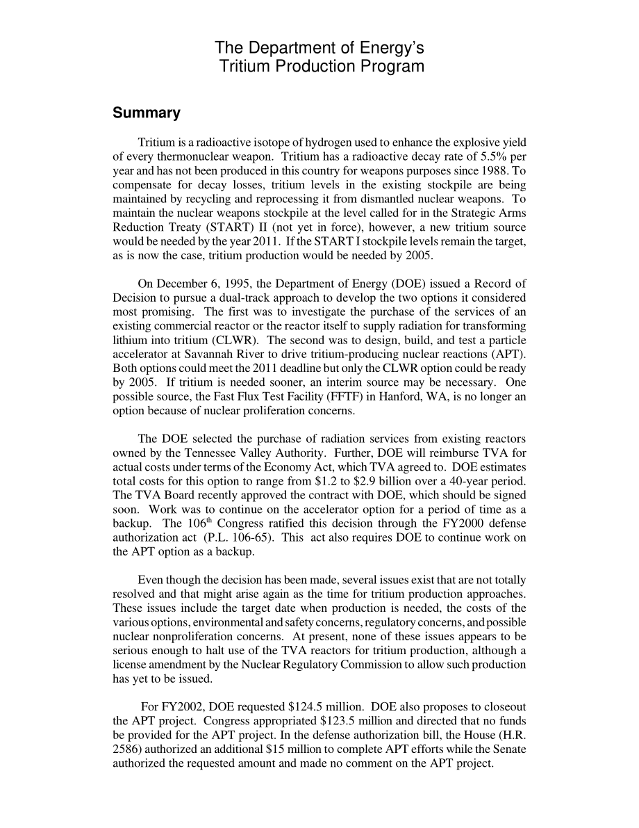 [20011108]RL30425_美国能源部的氚生产计划.pdf_第2页