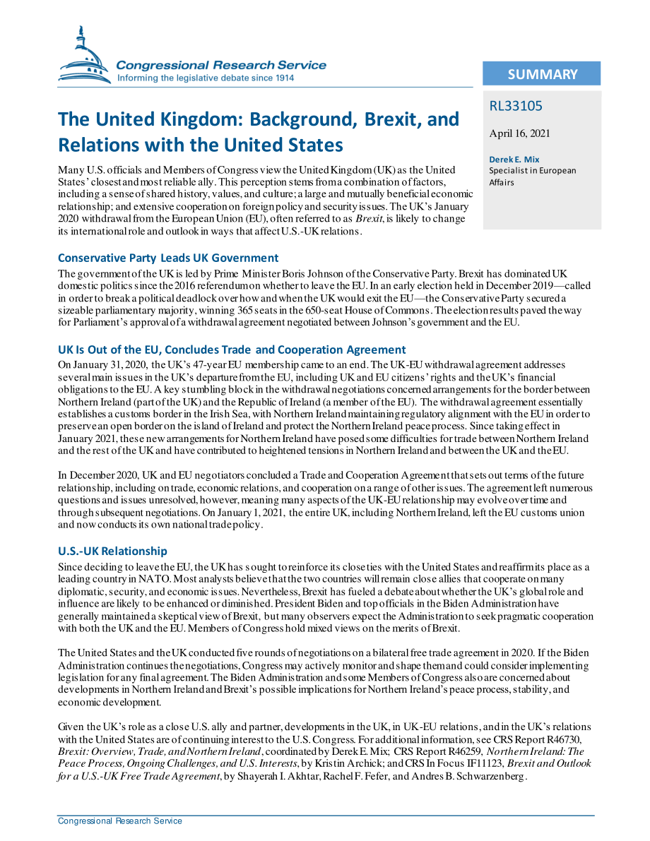 [20210416]RL33105_英国：背景、脱欧以及与美国的关系.pdf_第2页