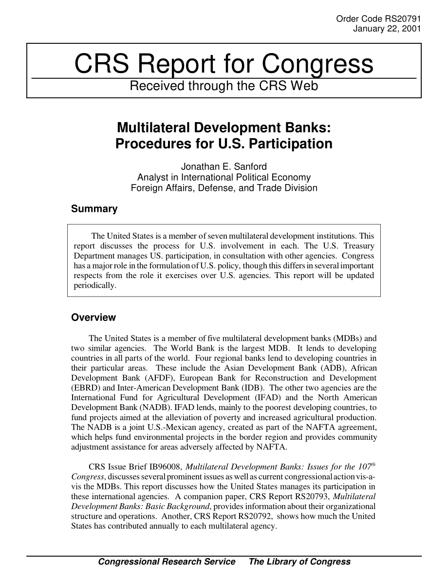 [20050122]RS20791_多边开发银行：美国参与程序.pdf_第1页