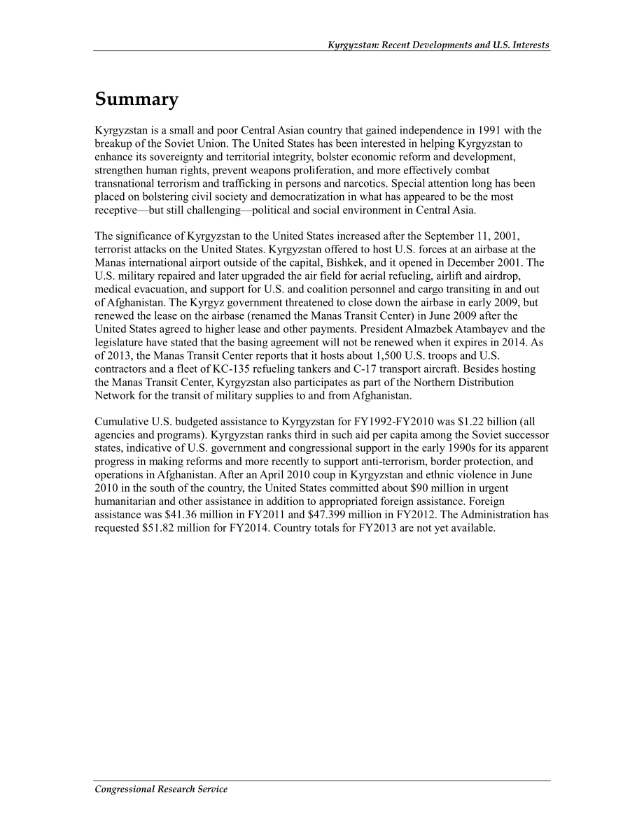 [20130830]97-690_吉尔吉斯斯坦：近期发展和美国利益.pdf_第2页