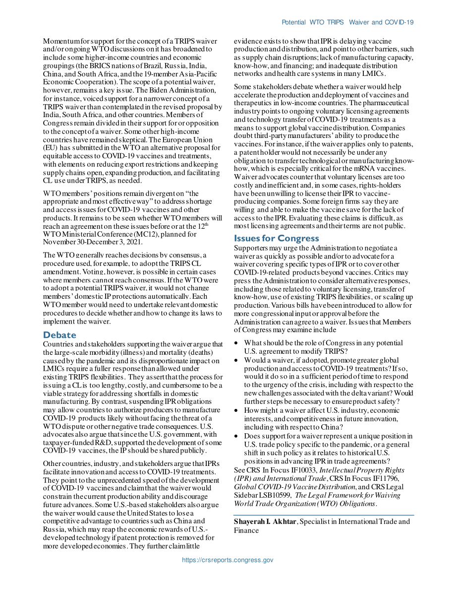 [20210913]IF11858_潜在的WTO TRIPS豁免和2019冠状病毒疾病.pdf_第2页