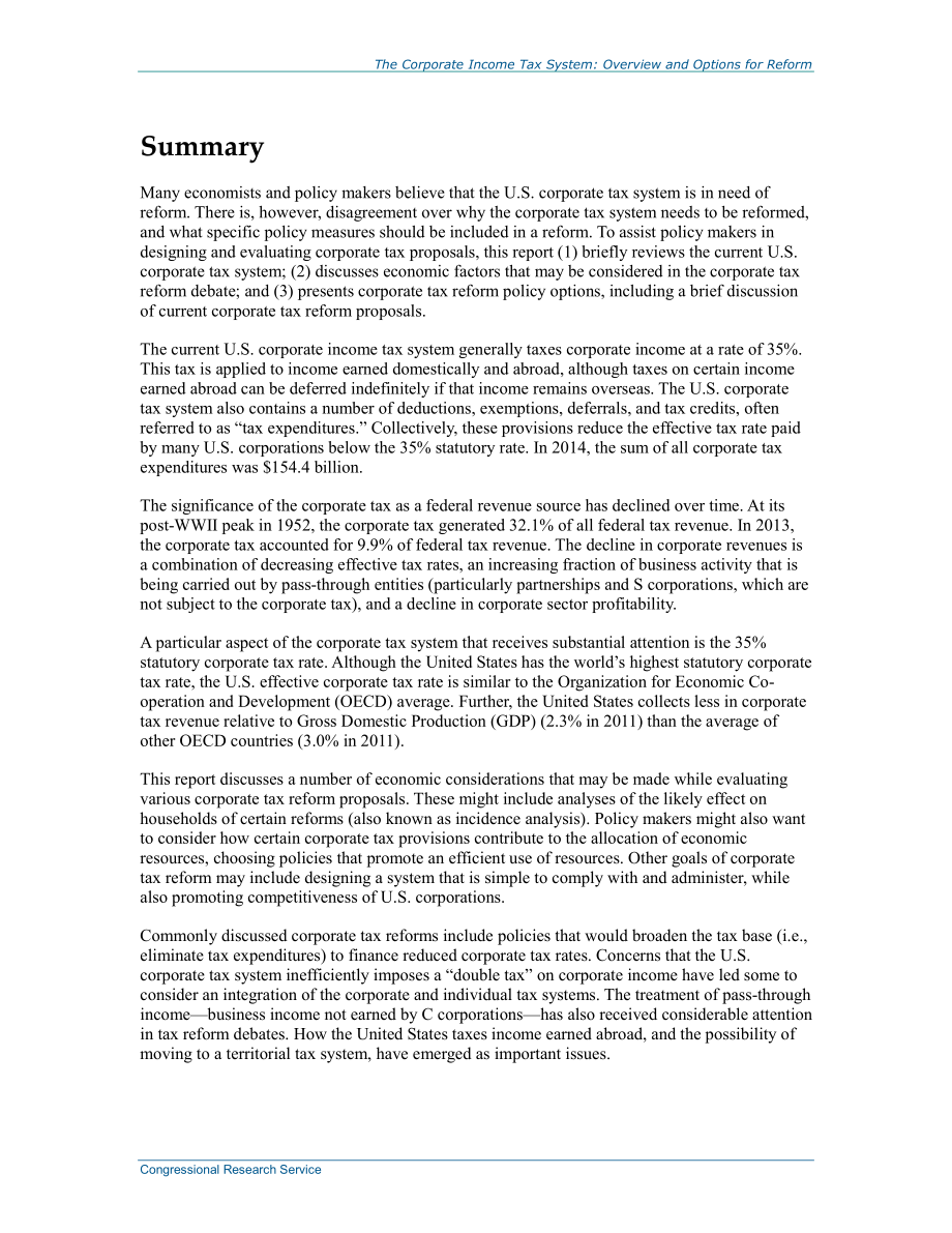 [20141201]R42726_企业所得税制度：概述和改革方案.pdf_第2页