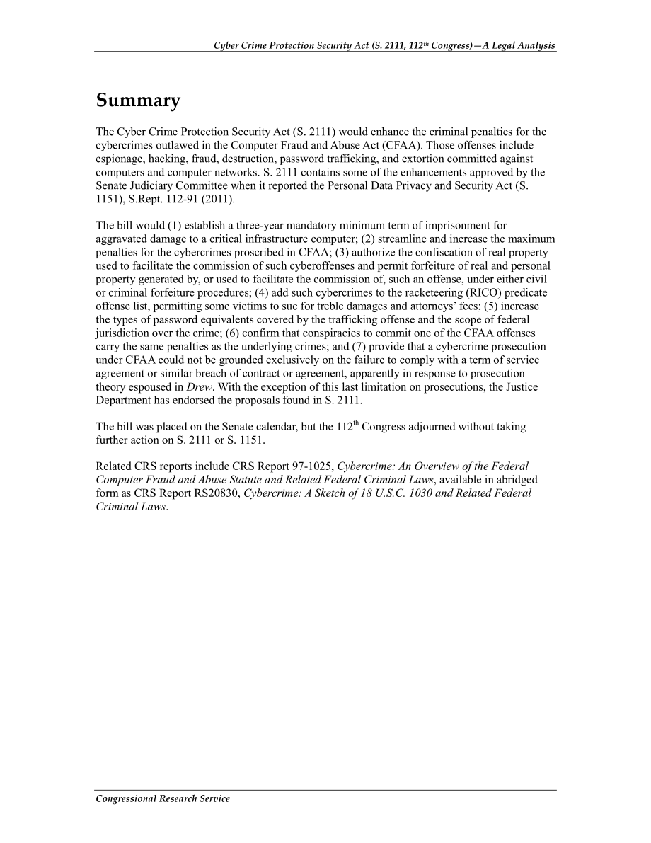 [20130128]R42403_网络安全：网络犯罪保护安全法案（第21111号国会）——法律分析.pdf_第2页
