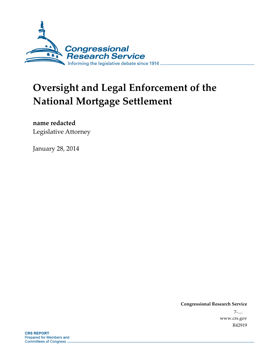 [20140128]R42919_国家抵押贷款结算的监督与执法.pdf_第1页