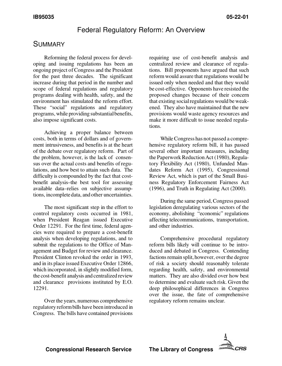 [20010522]IB95035_联邦监管改革：概述.pdf_第3页