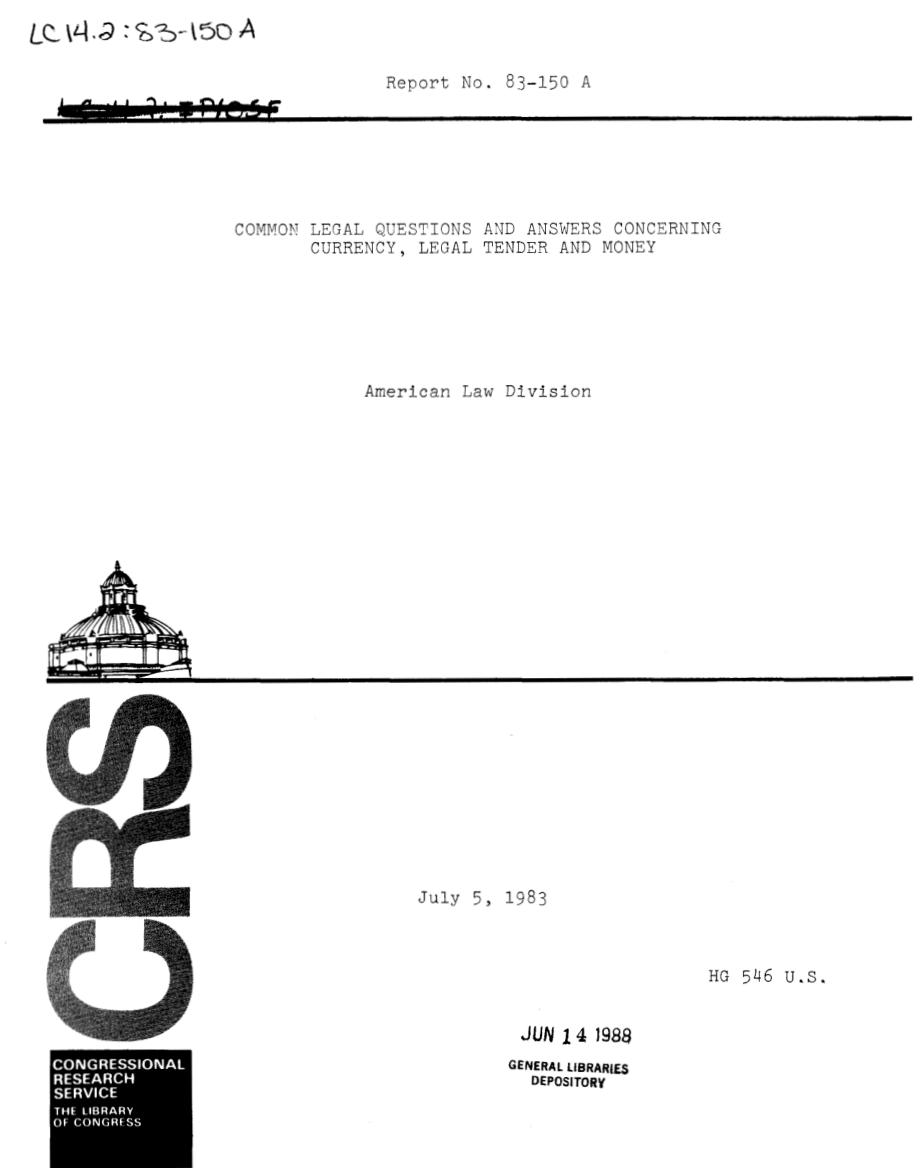 [19830705]83-150A_关于货币、法定货币和货币的常见法律问答.pdf_第1页