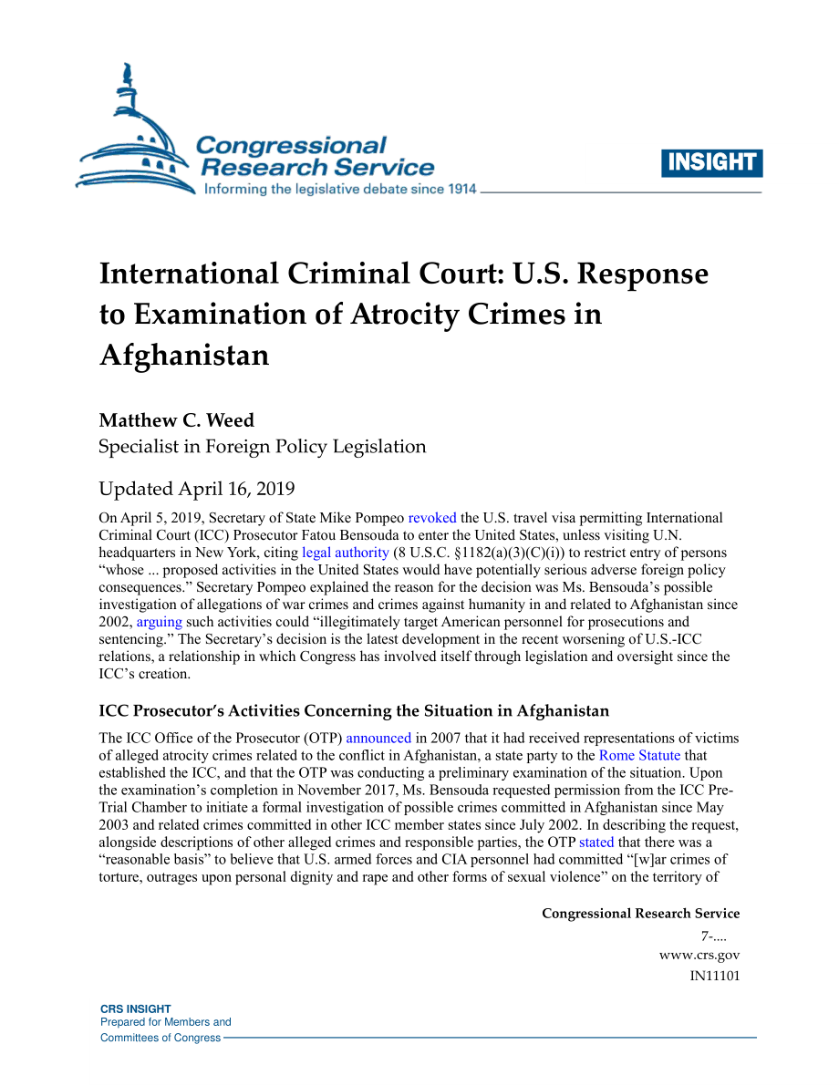 [20190416]IN11101_国际刑事法院：美国对阿富汗暴行罪审查的回应.pdf_第1页