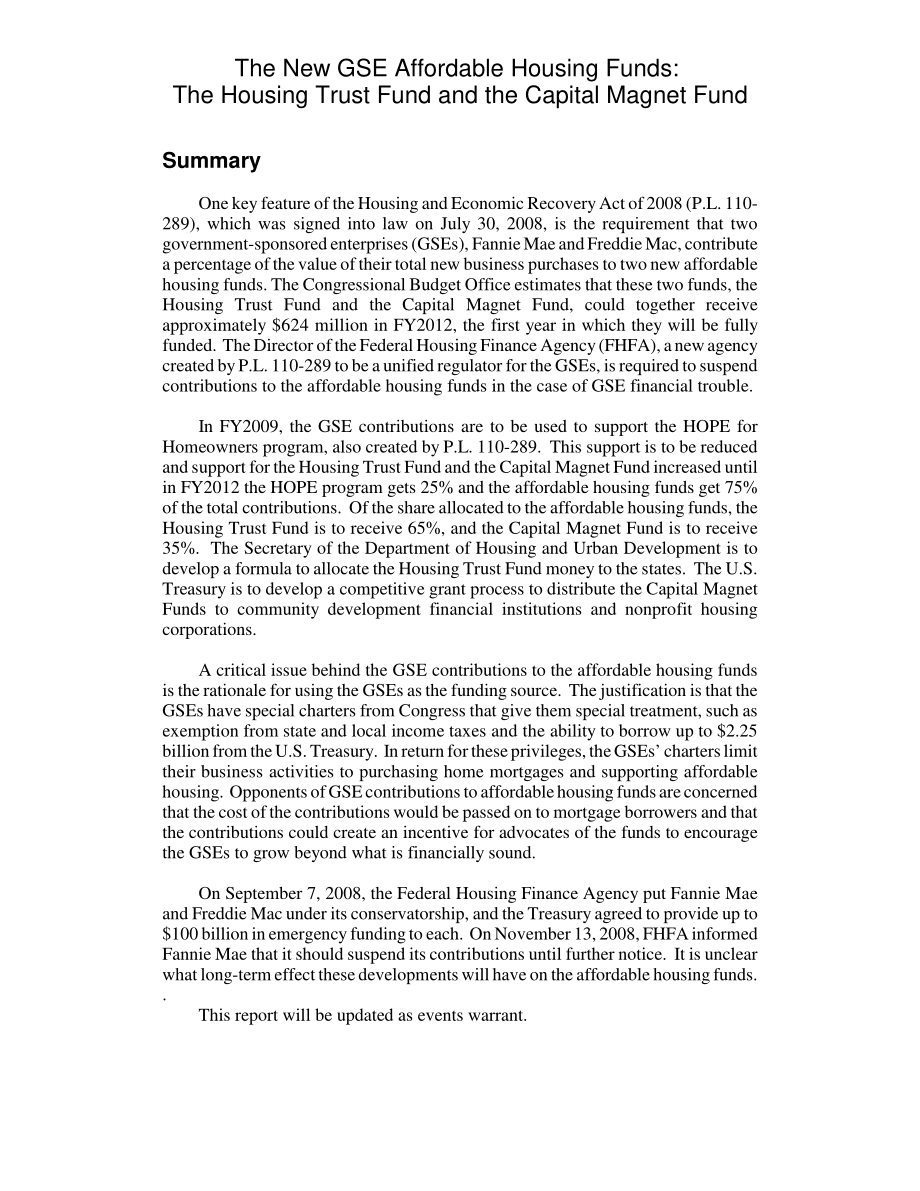 [20081125]RL34158_新的GSE经济适用住房基金：住房信托基金和资本磁铁基金.pdf_第2页