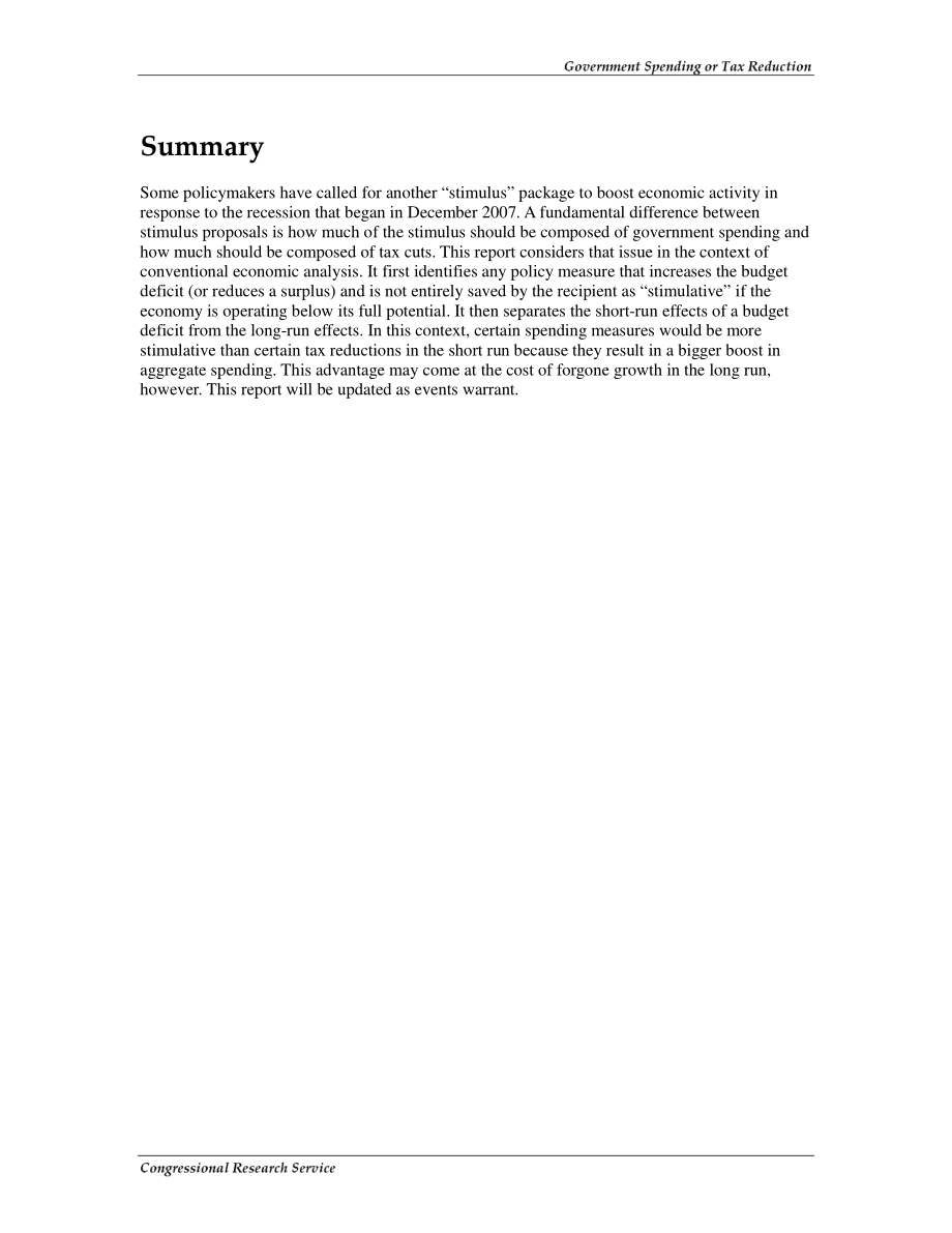 [20081209]RS21136_政府支出或减税：哪一个可能会给经济带来更多刺激？.pdf_第2页
