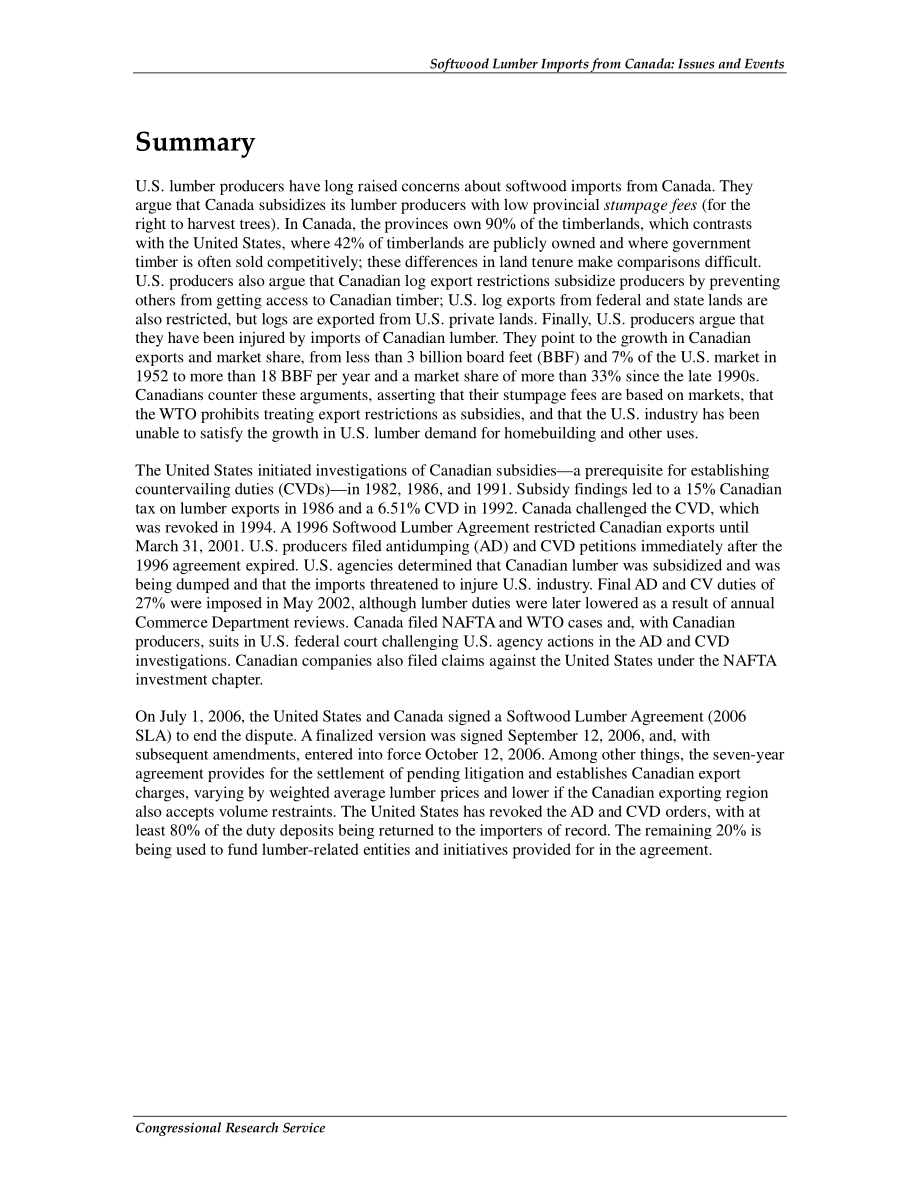 [20061215]RL33752_从加拿大进口的软木木材：问题和事件.pdf_第2页