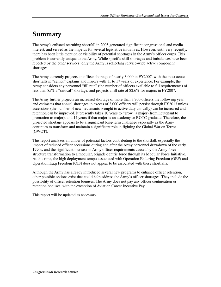 [20060705]RL33518_陆军军官短缺：国会背景和议题.pdf_第2页