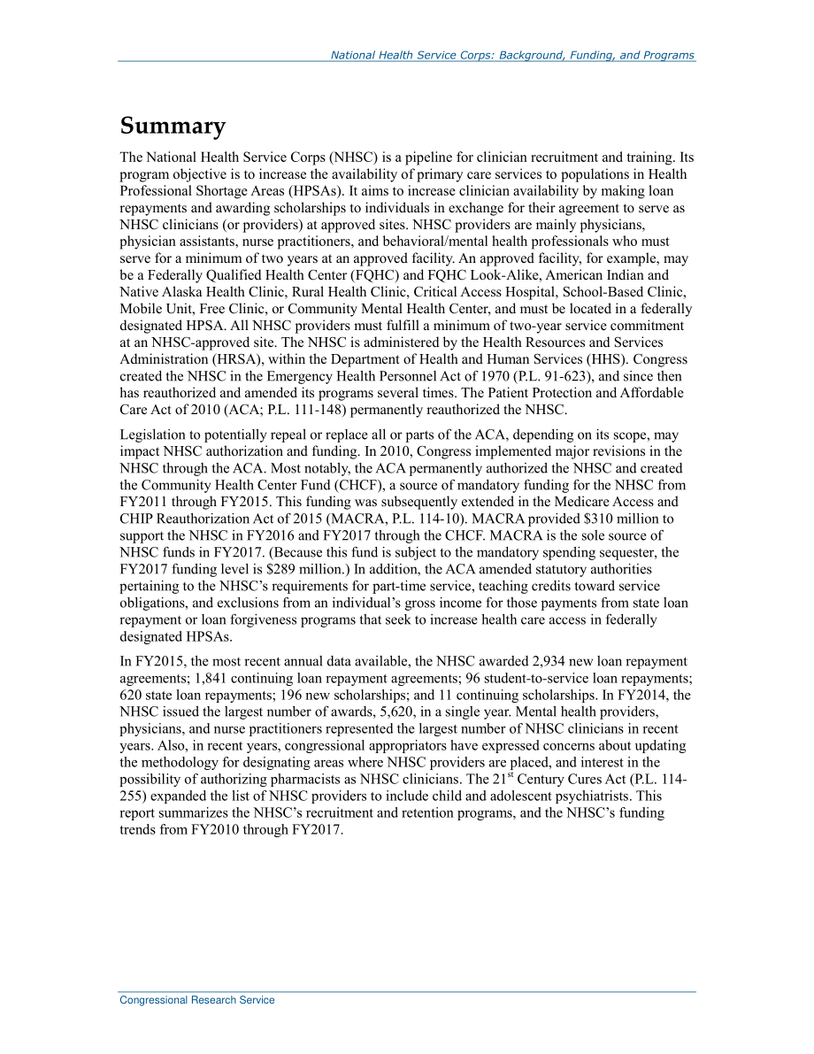 [20170418]R43920_国家卫生服务团：背景、资金和计划.pdf_第2页
