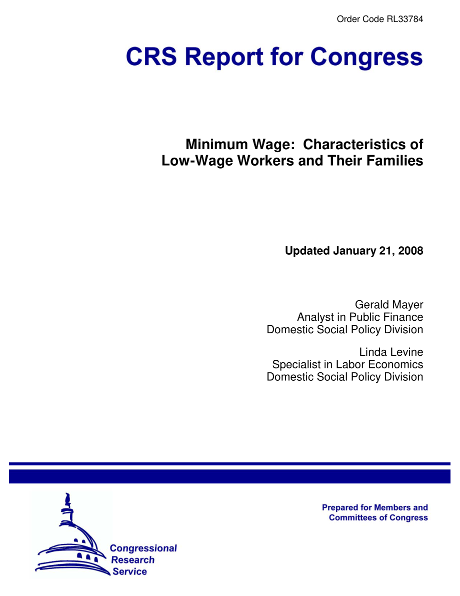 [20080121]RL33784_最低工资：低工资工人及其家庭的特点.pdf_第1页
