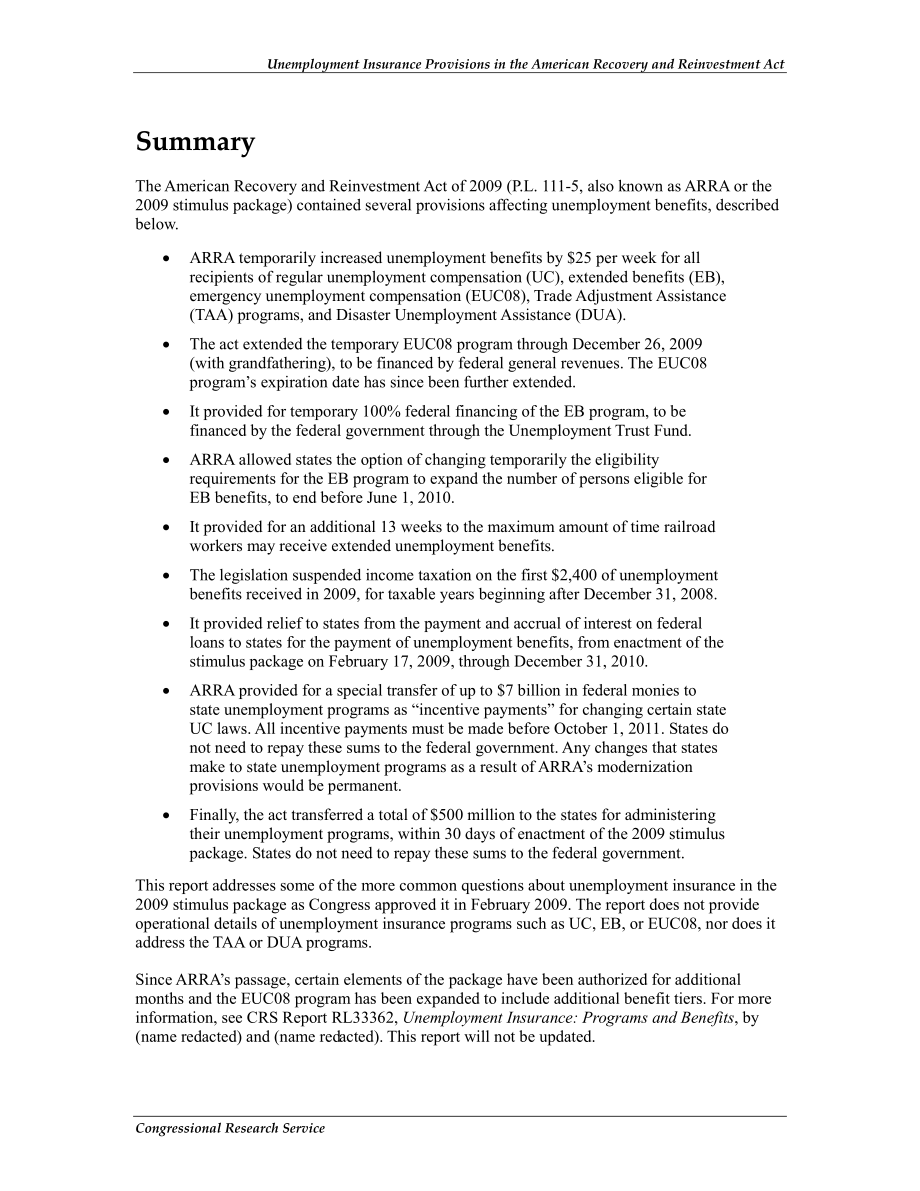[20100617]R40368_2009年《美国复苏和再投资法案》中的失业保险条款.pdf_第2页