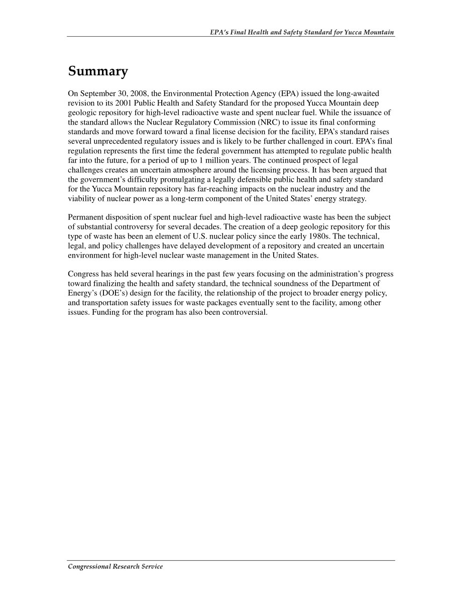 [20081006]RL34698_EPA关于尤卡山的最终健康和安全标准.pdf_第2页