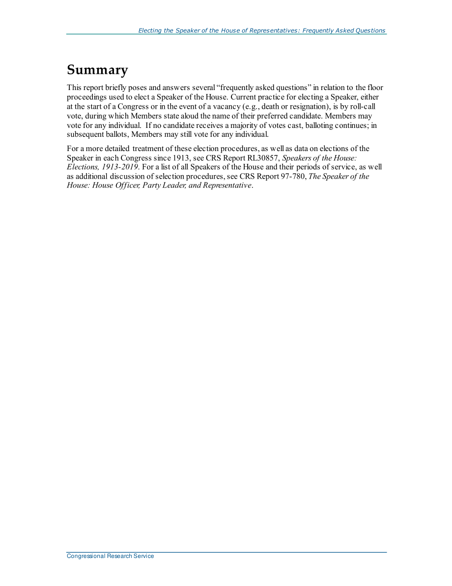 [20201124]R44243_选举众议院议长：常见问题解答.pdf_第2页