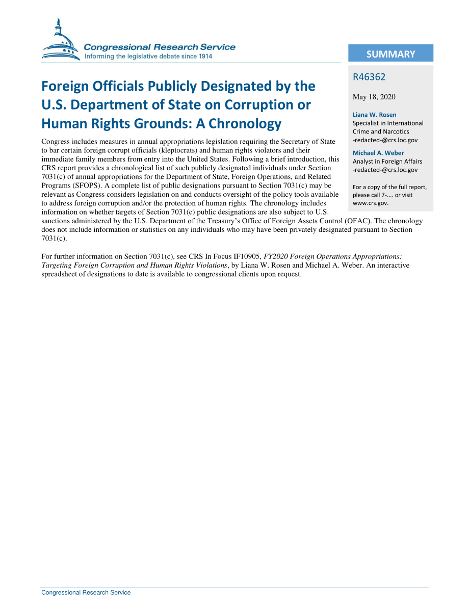 [20200518]R46362_美国国务院以腐败或人权为由公开指定的外国官员：年表.pdf_第2页