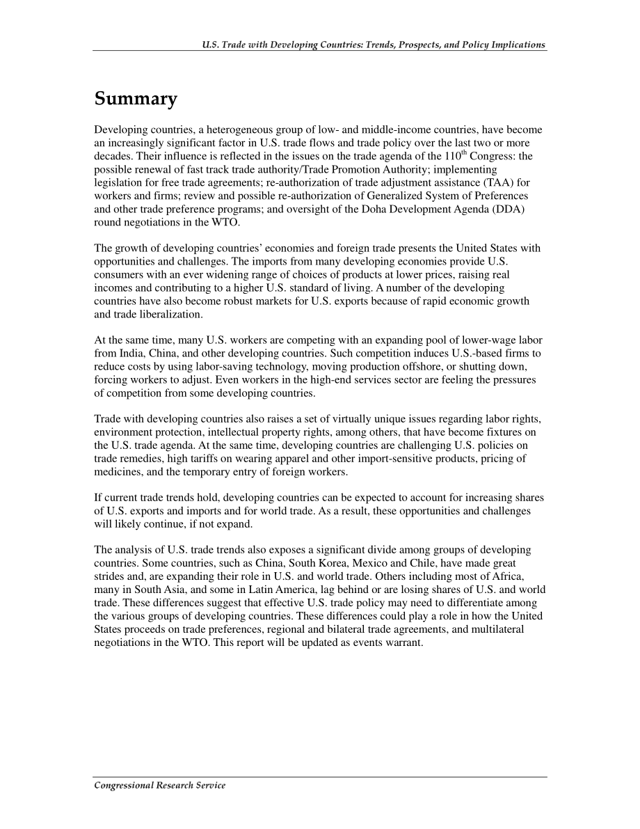 [20070328]RL33945_美国与发展中国家的贸易：趋势、前景和政策影响.pdf_第2页
